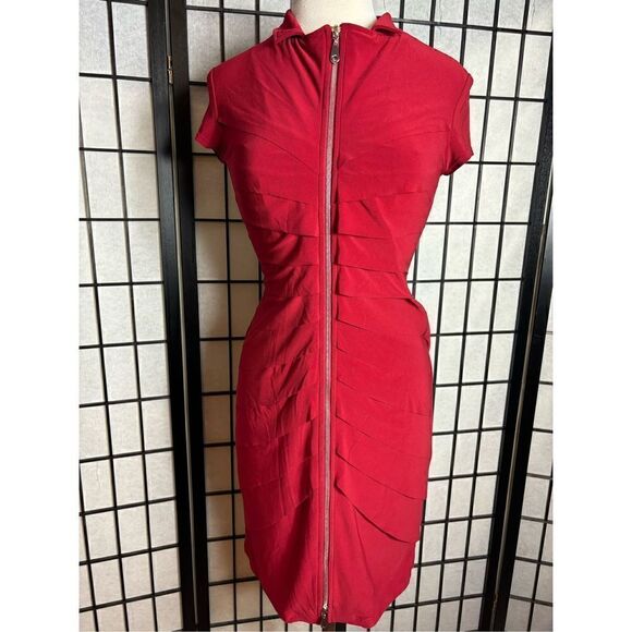 Joseph Ribkoff Red Cap Sleeve Zip Up Dress - Picture 1 of 8